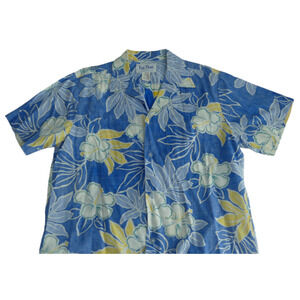 VTG Rai Nani Hawaiian Men's Shirt Size M Blue Floral Tropical Made in Hawaii